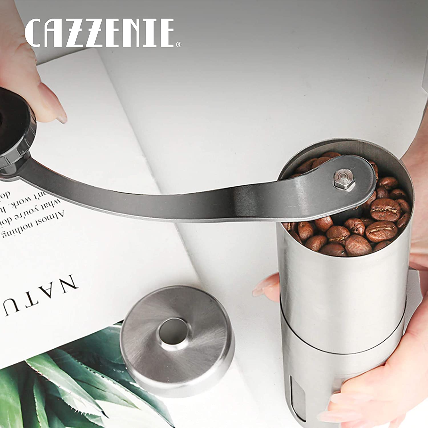 Cazzenie Molino de cafe Manual con Corte Ajustable y Compartimiento de  Vidrio para 300 grs. Molinillo para realizar cafe molido. Moledor de cafe o  especias con cuchilla de cerámica. Coffee grinder. 